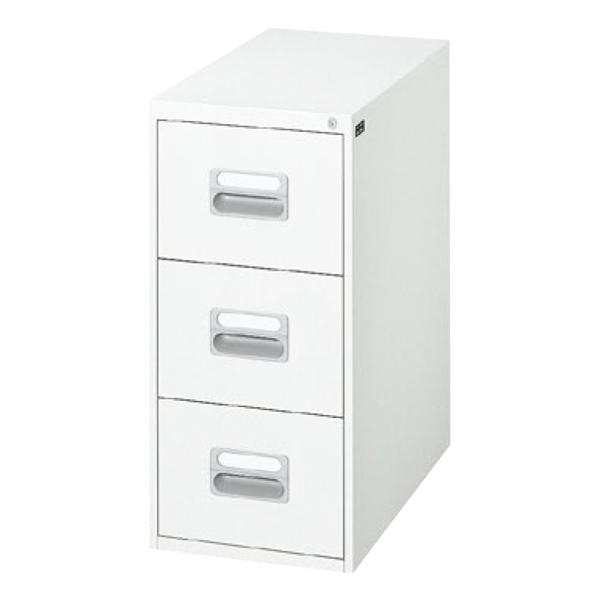 ファイリングキャビネット/B5判用/3段/B5-3W/幅348×奥行620×高さ740mm/ホワイト/B5シリーズ/17236