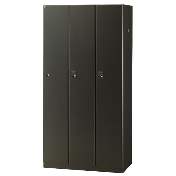 3人用更衣ロッカー/ブラックロッカー/鍵付/BKL-3-□/幅900×奥行515×高さ1800mm/ブラックサテン/BKLシリーズ/80503