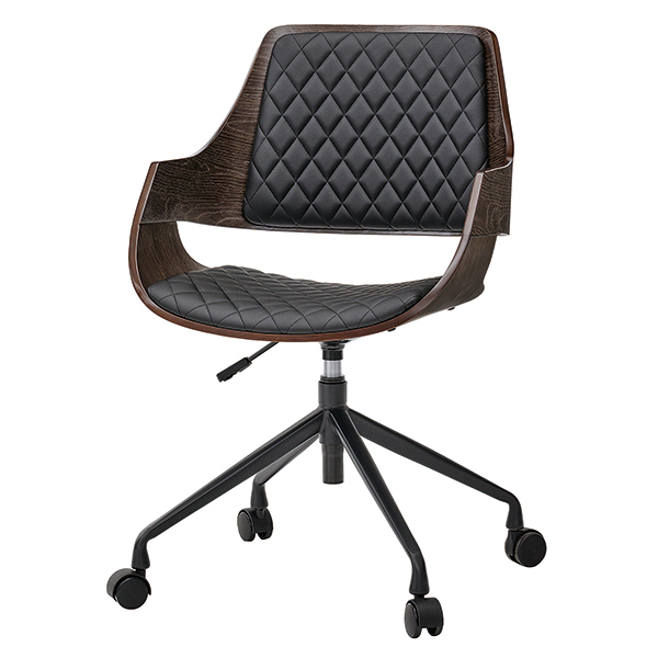 ミーティングチェア/木目×レザー調/CSN-145/幅520×奥行565×高さ840-910mm/ダークブラウン/1001904