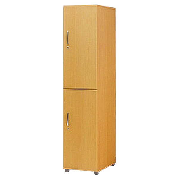 福祉施設向け木製ロッカー/ダブルロッカー単体/FJS-2-NA/幅395×奥行550×高さ1860mm/ナチュラル/1000172