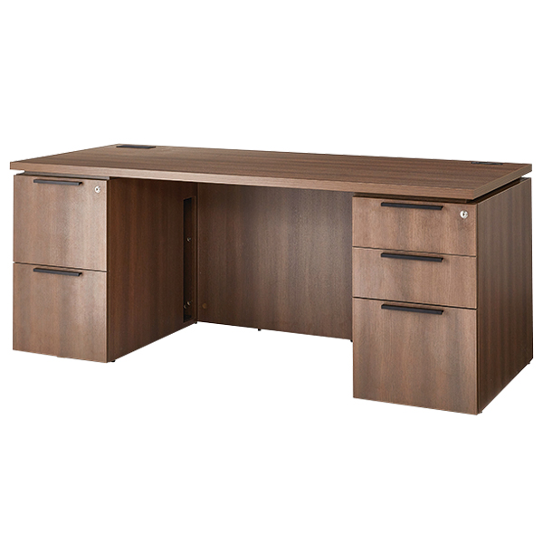 役員用家具/両袖デスク/FMS-1875/幅1800×奥行750×高さ720mm/木目ウォールナット/FMSシリーズ/1002011