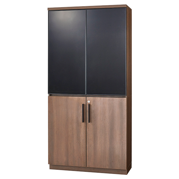 役員用家具/木製キャビネット/上段ガラス扉/FMS-CG1850/幅900×奥行400×高さ1850mm/木目ウォールナット/FMSシリーズ/1002015