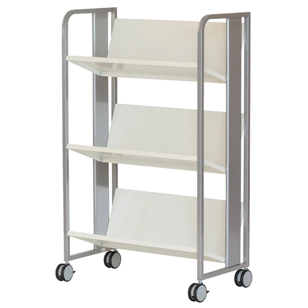ファイルワゴン/重量物対応/3段/大型キャスター付/HY-006MH10-1/幅720×奥行428×高さ1134mm/シルバーフレーム×オフホワイト/HY-MH10シリーズ/519982