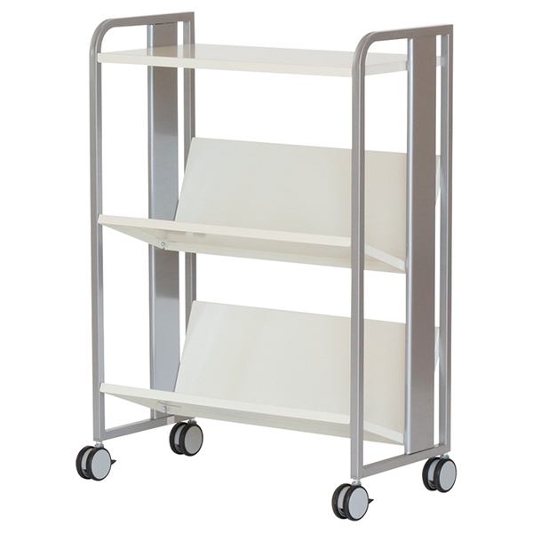 ファイルワゴン/重量物対応/天板付き2段/大型キャスター付/HY-007MH10/幅720×奥行405×高さ1000mm/シルバーフレーム×オフホワイト/HY-MH10シリーズ/519983
