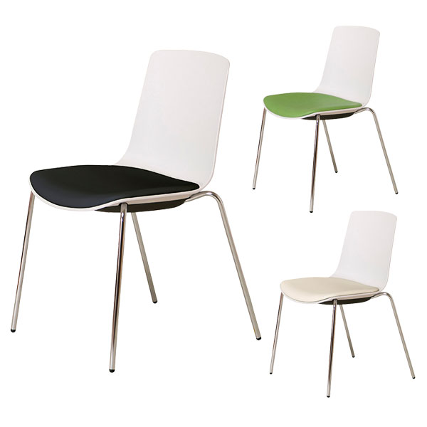 【受注生産】ミーティングチェア/樹脂チェア/スタッキング可/JCH-470W-□/ホワイトフレーム/座3色/JCHシリーズ/1002185