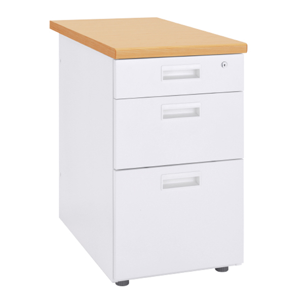 スチール3段脇机/KDN-047-3/幅400×奥行700×高さ700mm/ナチュラル/KDシリーズ/270054