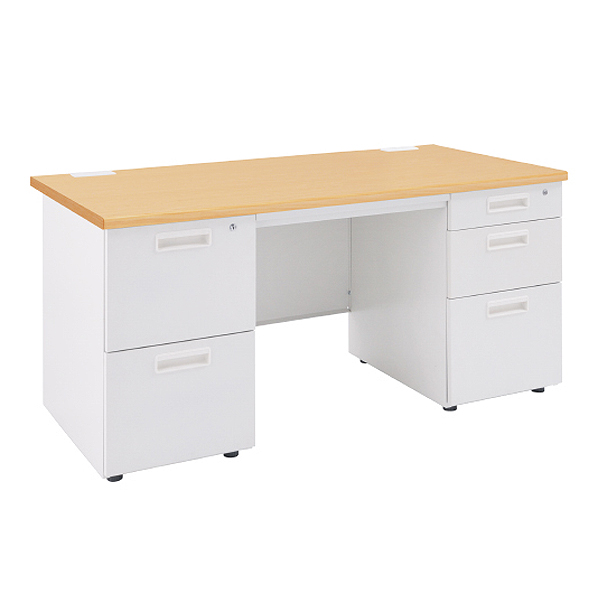 スチール両袖机/KDN-147W/幅1400×奥行700×高さ700mm/ナチュラル/KDシリーズ/270048