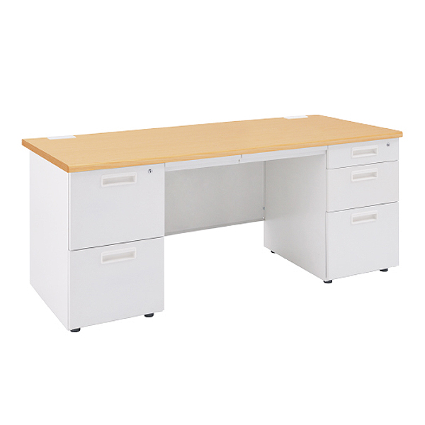 スチール両袖机/KDN-167W/幅1600×奥行700×高さ700mm/ナチュラル/KDシリーズ/270049