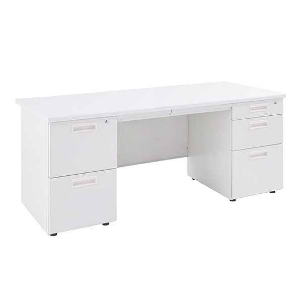 スチール両袖机/KDW-167W/幅1600×奥行700×高さ700mm/ホワイト/KDシリーズ/270041