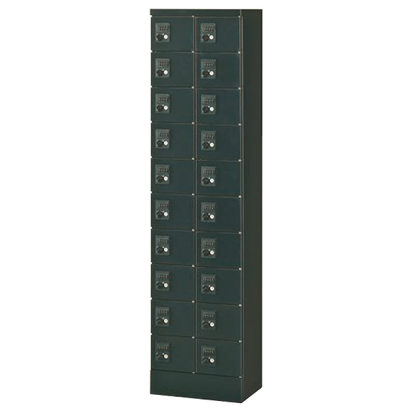 小物入れロッカー/2列10段20人用/鍵付/KLKK-20-□/幅400×奥行300×高さ1600mm/ブラックサテン/KLKKシリーズ/76807