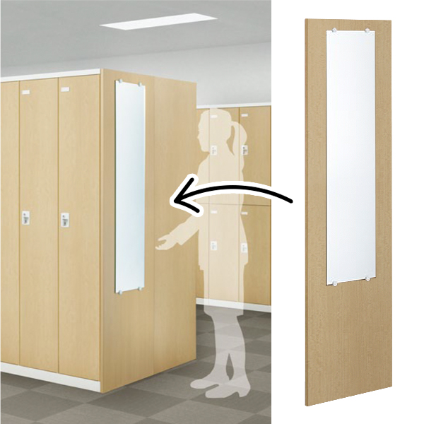 【受注生産】【単品購入不可】更衣ロッカー用姿見付エンドパネル/シングル用/LMP-SFL/幅515×奥行20×高さ1800mm/ナチュラル/SLB木目シリーズ/78581