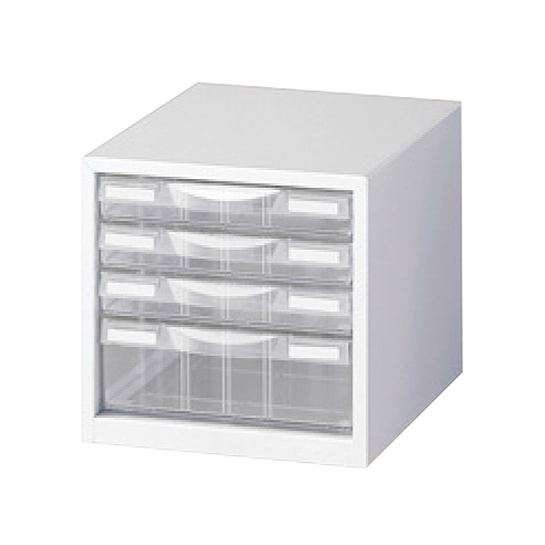 A4判整理ケース/卓上型/A4判1列浅型3段・深型1段/LW-P104C/幅263×奥行340×高さ256/ホワイト/70919