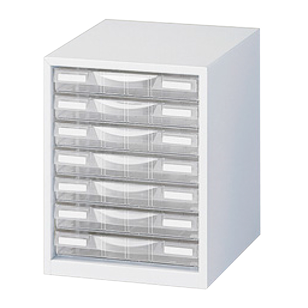A4判整理ケース/卓上型/A4判1列浅型7段/LW-P107S/幅263×奥行340×高さ341/ホワイト/70921