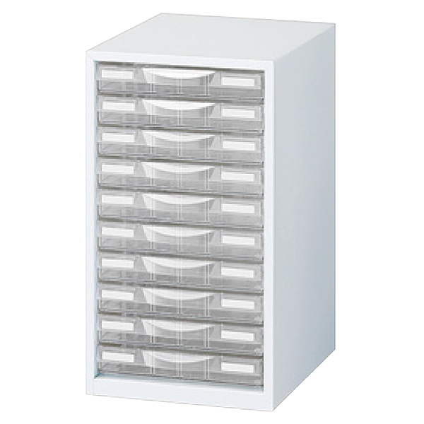 A4判整理ケース/卓上型/A4判1列浅型10段/LW-P110S/幅263×奥行340×高さ469/ホワイト/70922