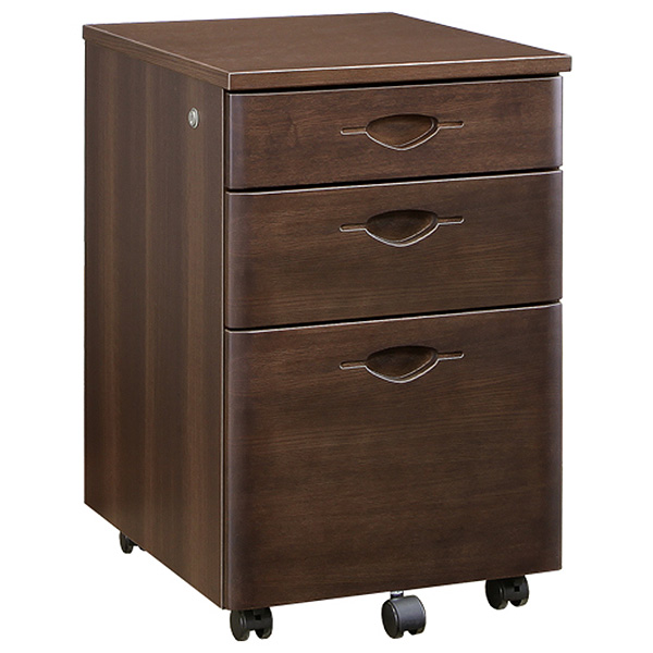 役員用3段ワゴン/MKV-3W/幅425×奥行500高さ670mm/ダークブラウン/ソフィーダシリーズ/982890