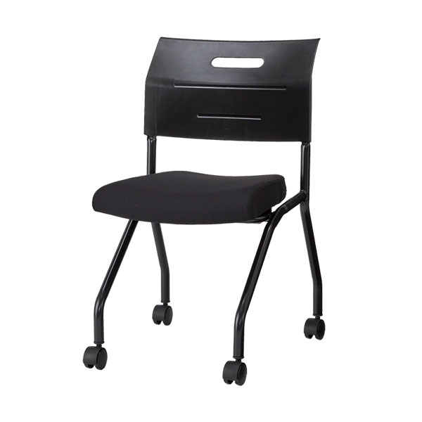 平行スタッキングチェア/座面布張タイプ/MSI-440-FB/フルブラック/MSIシリーズ/1001898