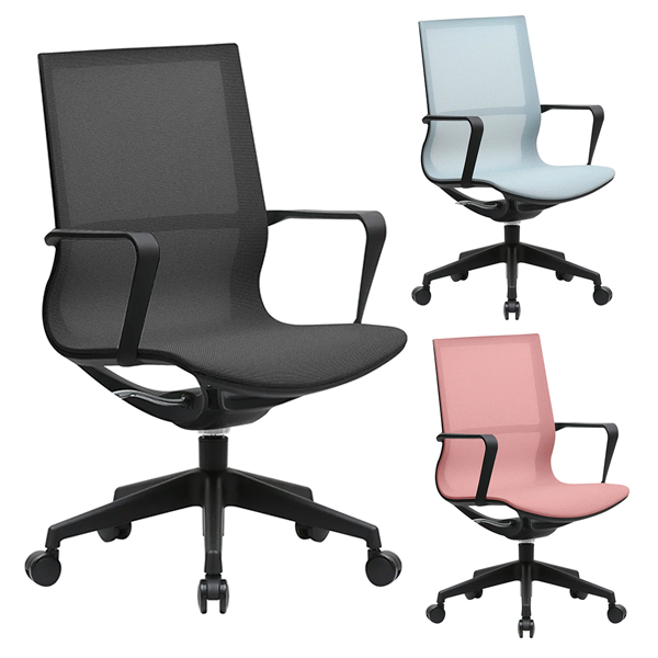 メッシュチェアNLU/肘付/ミドルバック/NLU-8101-M-□/3色/NLUシリーズ/416500