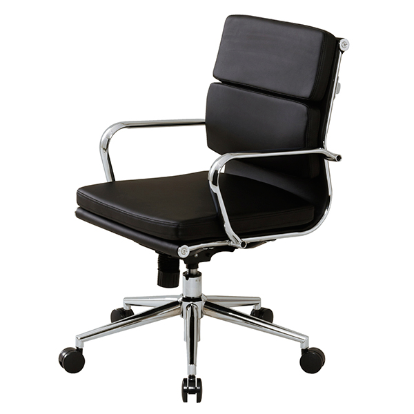 オフィスチェア/肘付/ローバックタイプ/PUレザー/PLC-110L/ブラック/PLCシリーズ/1002142