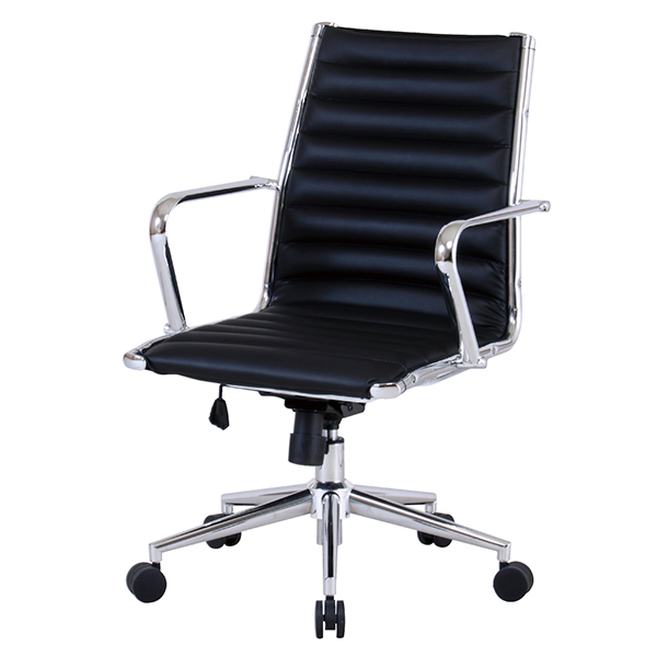 オフィスチェア/肘付/ローバックタイプ/PUレザー/PLC-120L/ブラック/PLCシリーズ/1002144