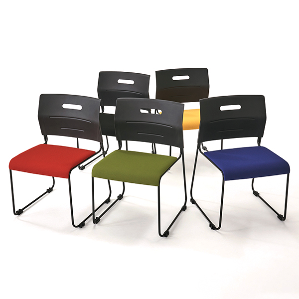 スタッキングチェア/座面布張タイプ/ブラックフレーム/PMI-B430-□/7色/PMIシリーズ/1002023