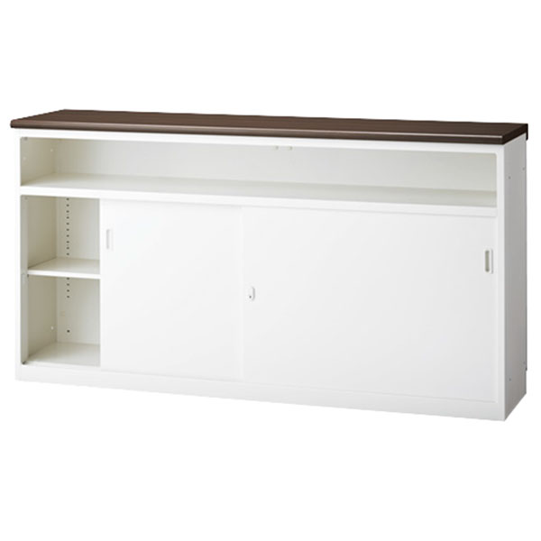 【受注生産】受付カウンター/Uタイプ（鍵付）/ハイタイプ/PXH-18UBW/幅1800×奥行470×高さ952mm/ホワイト×ウォールナット/PXシリーズ/70931