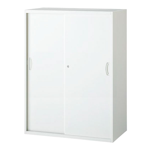 【高さ1200タイプ】スチール引き戸書庫/下置用/内筒交換錠/RW45-12S/幅900×奥行450×高さ1200mm/ホワイト/クウォールRWシリーズ/93707