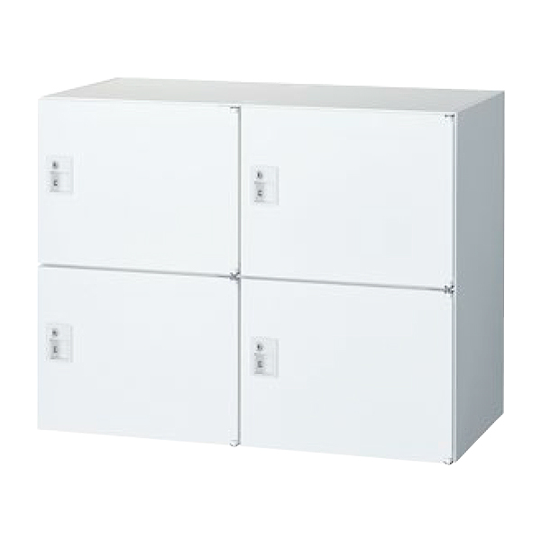4人用パーソナルロッカー/上下兼用/投入口なし/シリンダー錠/RW45-407H-S2/幅900×奥行450×高さ700mm/ホワイト/クウォールRWシリーズ/78255