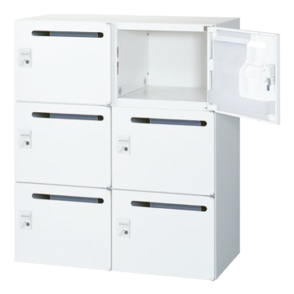 6人用メールボックス/下置用/ダイヤル錠/RW45-610P-D2/幅900×奥行450×高さ1050mm/ホワイト/クウォールRWシリーズ/78250