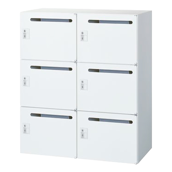 6人用メールボックス/下置用/シリンダー錠/RW45-610P-S2/幅900×奥行450×高さ1050mm/ホワイト/クウォールRWシリーズ/78249