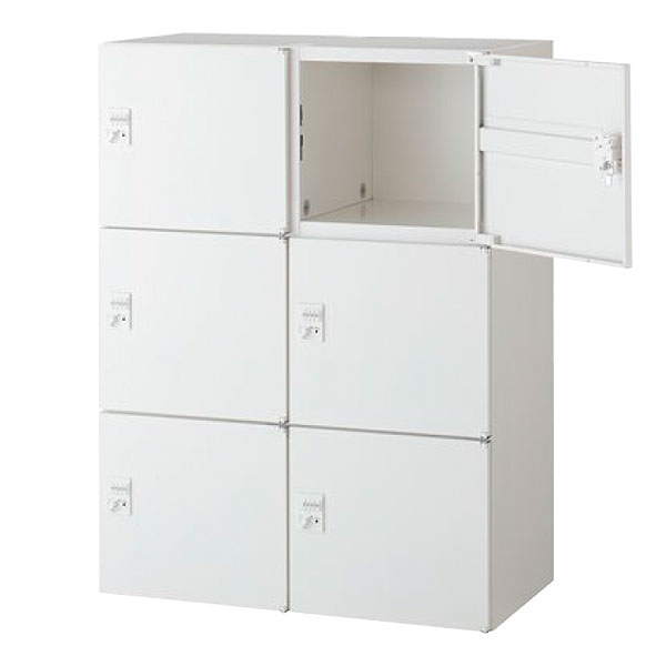 【高さ1200タイプ】6人用パーソナルボックス/下置用/ダイヤル錠/RW45-612H-D2/幅900×奥行450×高さ1200mm/ホワイト/クウォールRWシリーズ/93704