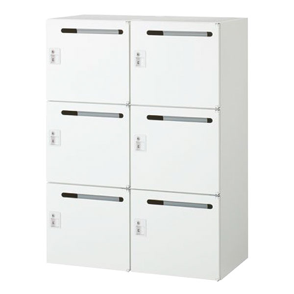 【高さ1200タイプ】6人用メールボックス/下置用/シリンダー錠/RW45-612P-S2/幅900×奥行450×高さ1200mm/ホワイト/クウォールRWシリーズ/93701