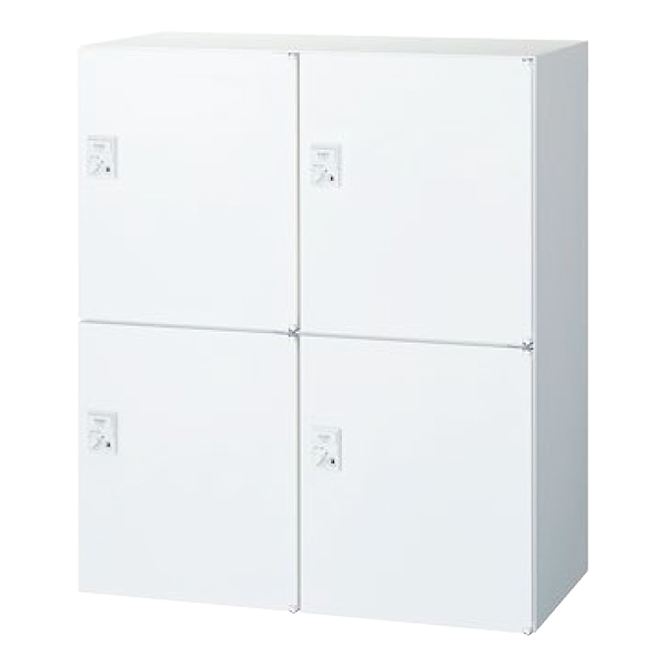 【受注生産】4人用パーソナルロッカー/下置用/投入口なし/IC錠/RW45-N410H-CR/幅900×奥行450×高さ1050mm/ホワイト/クウォールRWシリーズ/78239