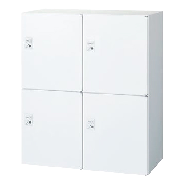 4人用パーソナルロッカー/下置用/投入口なし/ダイヤル錠/RW45-N410H-D2/幅900×奥行450×高さ1050mm/ホワイト/クウォールRWシリーズ/78237