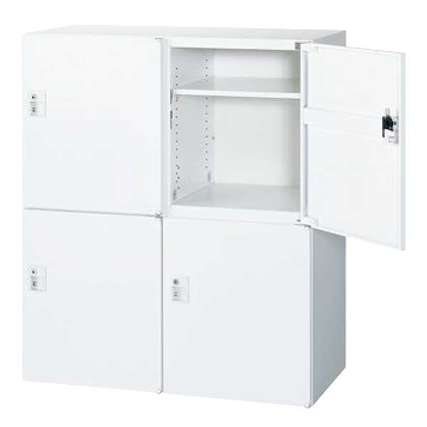 4人用パーソナルロッカー/下置用/シリンダー錠/投入口なし/RW45-N410H-S2/幅900×奥行450×高さ1050mm/ホワイト/クウォールRWシリーズ/78236