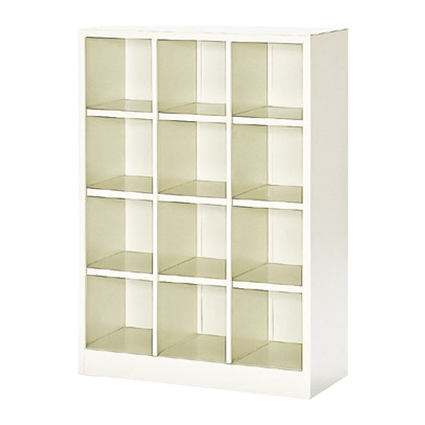 シューズロッカー/3列4段（中棚なし）/オープンタイプ/SBS-12NH3LN/幅758×奥行330×高さ1055mm/セミホワイト/SBSシリーズ/27537