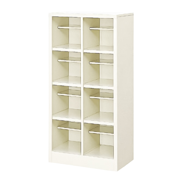 シューズロッカー/2列4段（中棚あり）/オープンタイプ/SBS-8H2N/幅517×奥行330×高さ1055mm/セミホワイト/SBSシリーズ/27536