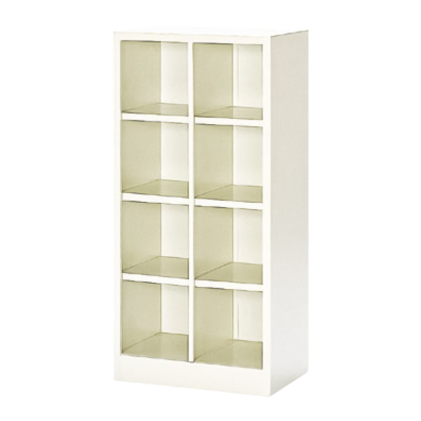 シューズロッカー/2列4段（中棚なし）/オープンタイプ/SBS-8NH2LN/幅517×奥行330×高さ1055mm/セミホワイト/SBSシリーズ/27535