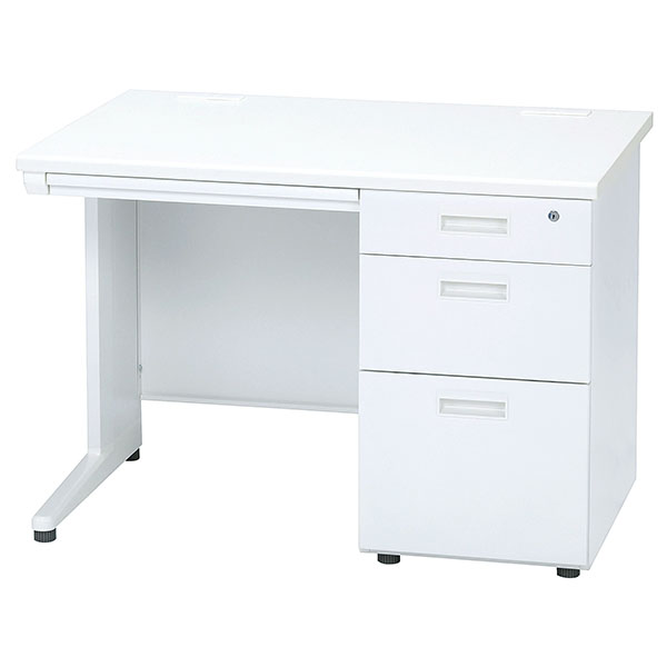 スチール片袖机/SID-107-3-WH/幅1000×奥行700×高さ700mm/天板ホワイト/SIDシリーズ/1001278