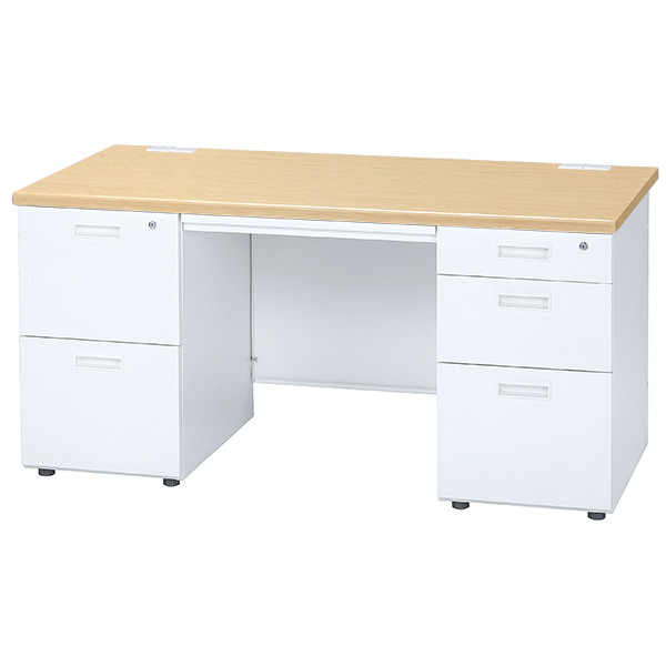 スチール両袖机/SID-147-２・３-NA/幅1400×奥行700×高さ700mm/天板ナチュラル/SIDシリーズ/1001283