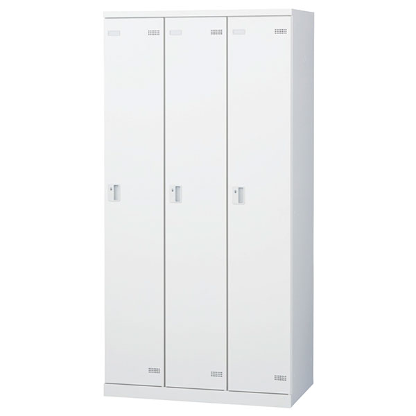 3人用更衣ロッカー/鍵付/SLBW-3-□/幅900×奥行515×高さ1800mm/ホワイト/SLBシリーズ/72208