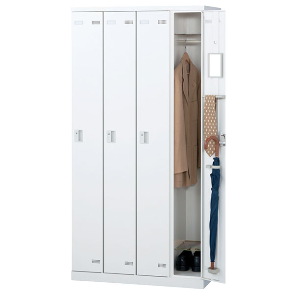 4人用更衣ロッカー/鍵付/SLBW-4-□/幅900×奥行515×高さ1800mm/ホワイト/SLBシリーズ/72211
