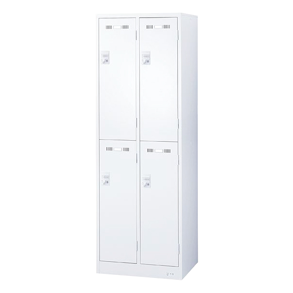 2段4人用ロッカー/鍵付/SLDW-4S-□/幅608×奥行515×高さ1790mm/ホワイト/SLDWシリーズ/76427
