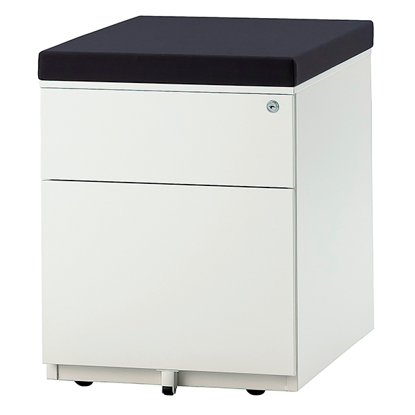 【受注生産】コンパクトワゴン/スツールワゴン/2段/クッション付/SLW-2-DG/幅374×奥行526×高さ477mm/クッション：ダークグレー/SLWシリーズ/1001471