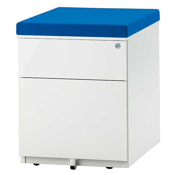 【受注生産】コンパクトワゴン/スツールワゴン/2段/クッション付/SLW-2-LB/幅374×奥行526×高さ477mm/クッション：ライトブルー/SLWシリーズ/1001472