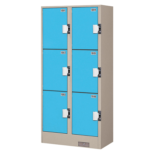 コイン（リターン式）/2列3段6人用/ライトブルー色TJK-2306SN-LB