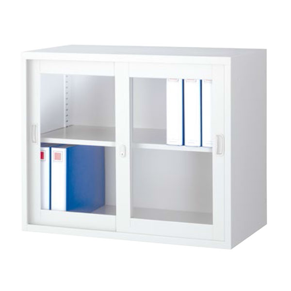 ガラス引戸書庫/上置用/ANW-325G/幅880×奥行515×高さ730mm/ホワイト/ANWシリーズ/70750