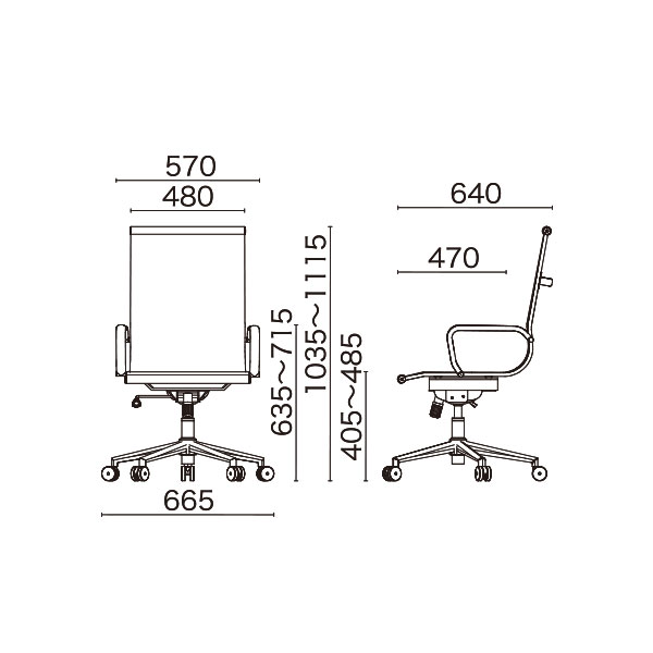 オフィスチェア/肘付/レザーハイバックタイプ/APS-NH05/ブラック/1001546