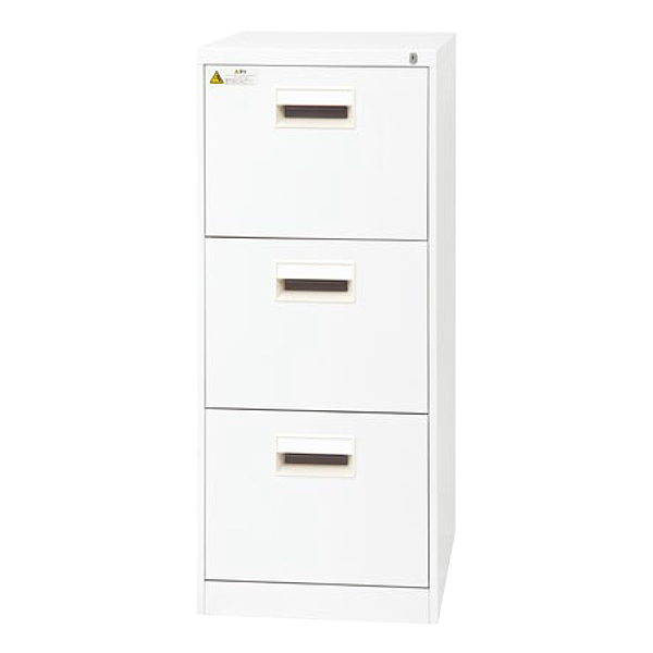 ファイリングキャビネット/B4サイズ/3段タイプ/B4-3CW/幅456×奥行620×高さ1066mm/ホワイト/CWシリーズ/17188