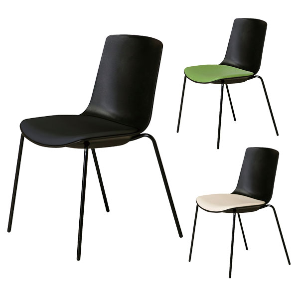 【受注生産】ミーティングチェア/樹脂チェア/スタッキング可/JCH-470B-□/ブラックフレーム/座3色/JCHシリーズ/1002183