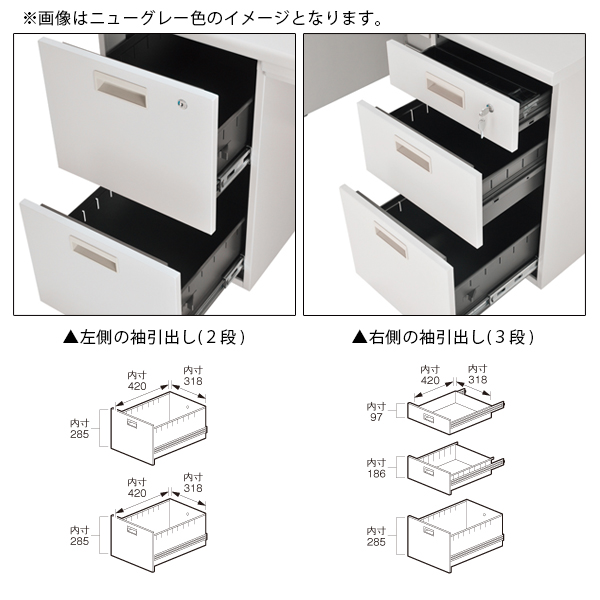 スチール両袖机/KD-167W/幅1600×奥行700×高さ700mm/ニューグレー/KD